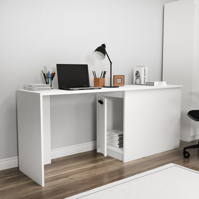 Hanah Home Mesa de Estudio Blanca Tablero Partículas Melamina 180x73.8x47 cm